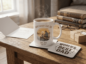 Personalised Father’s Day mug and coaster gifts