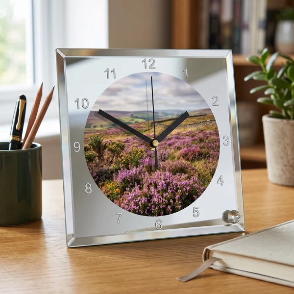 Glass Desk Clock (Square)